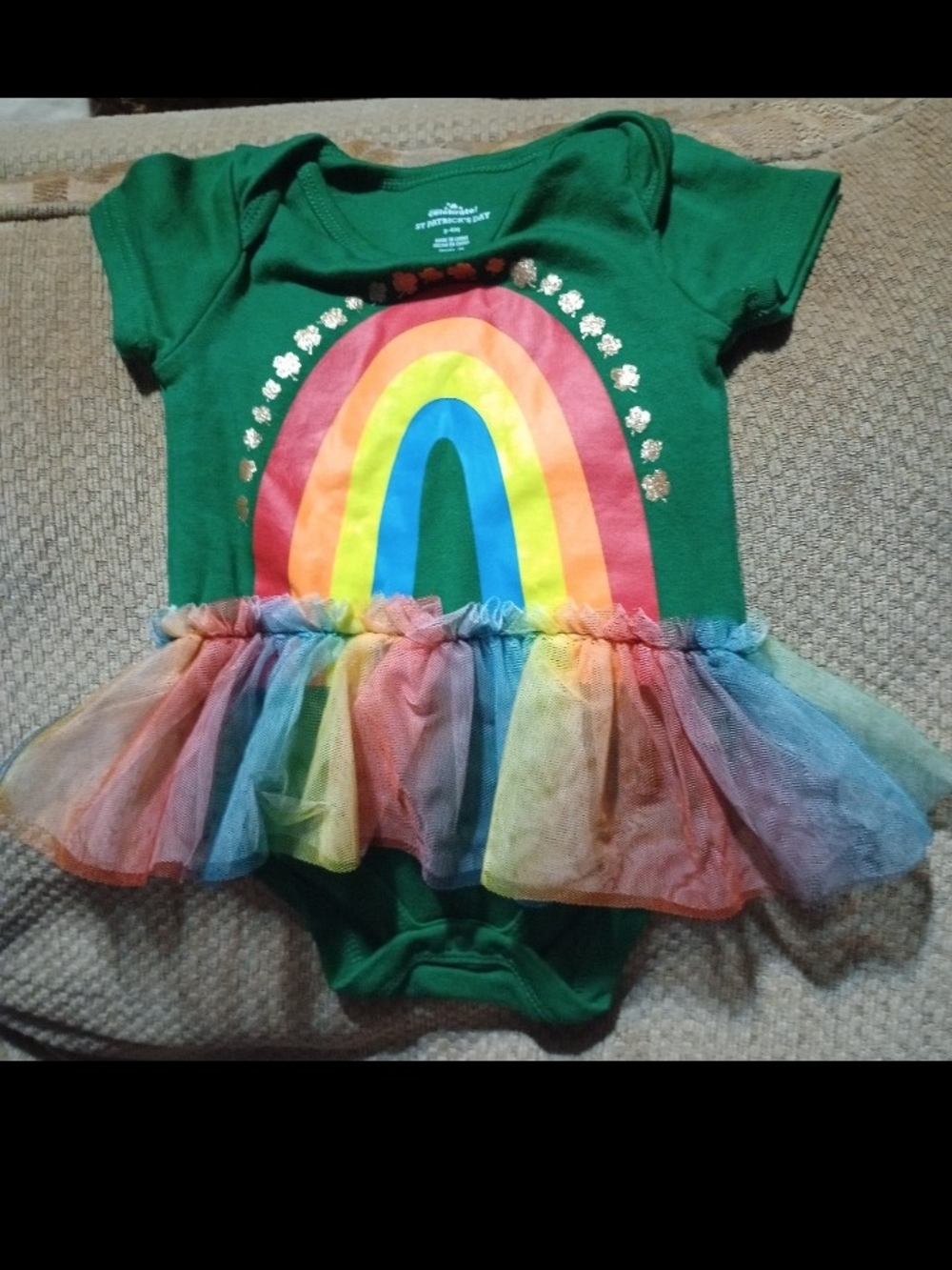 Green Rainbow Tulle One-Piece Bodysuit - Kids